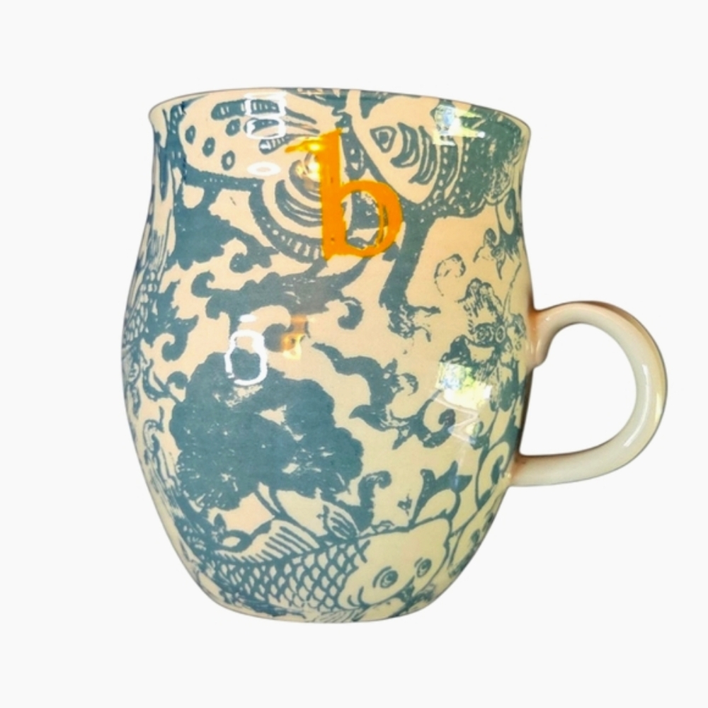 Anthropologie 4.5 In. Ceramic Teal Letter B Mug